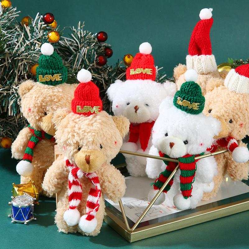 Capybara Christmas Keychain Cute Red Scarf Bear Doll Keyring Hanging Mobile Phones Bag Pendant Christmas Party Small Gifts Decor