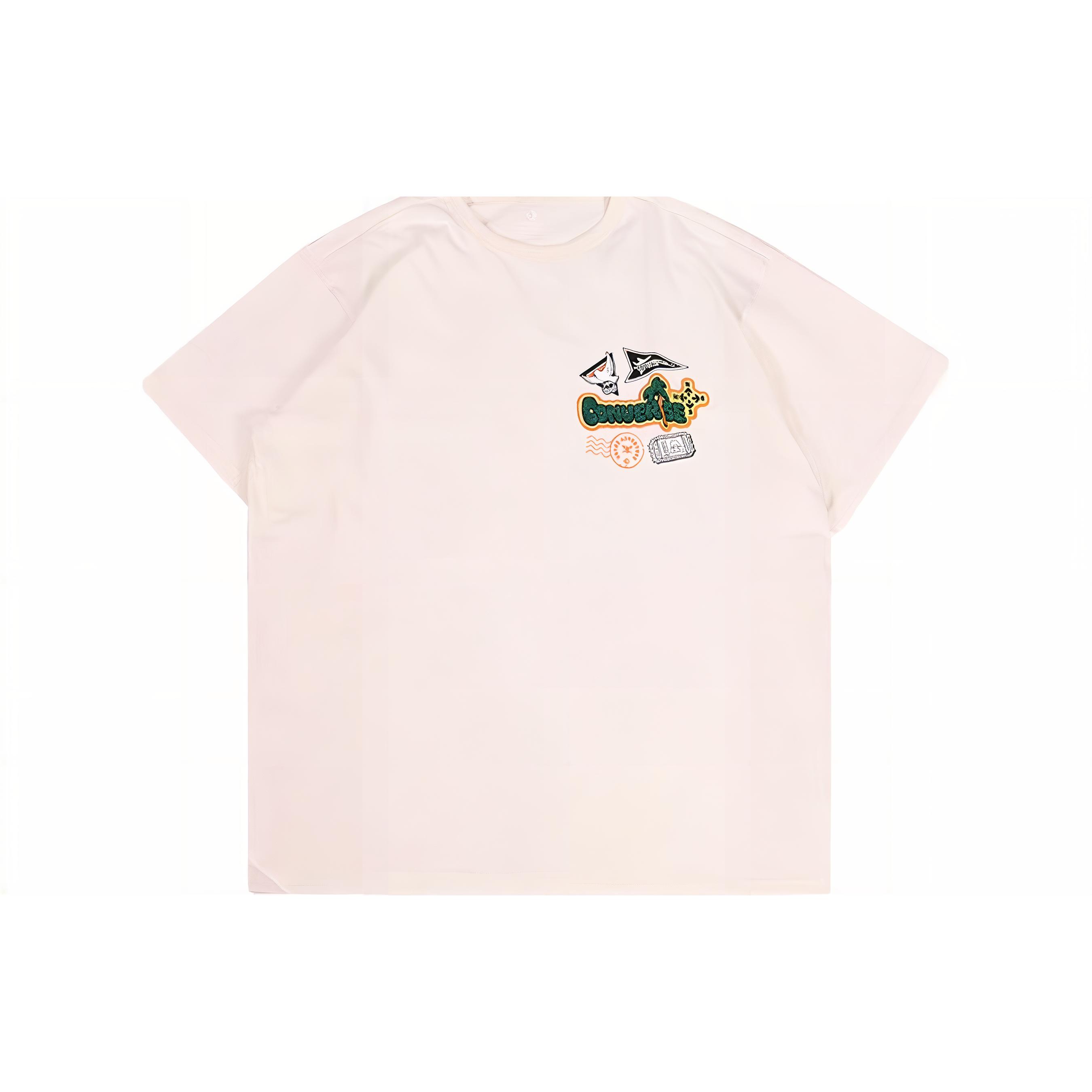 

New Converse Drop Shoulder Sleeve T-Shirt Unisex Ivory 10026169-A01 XL