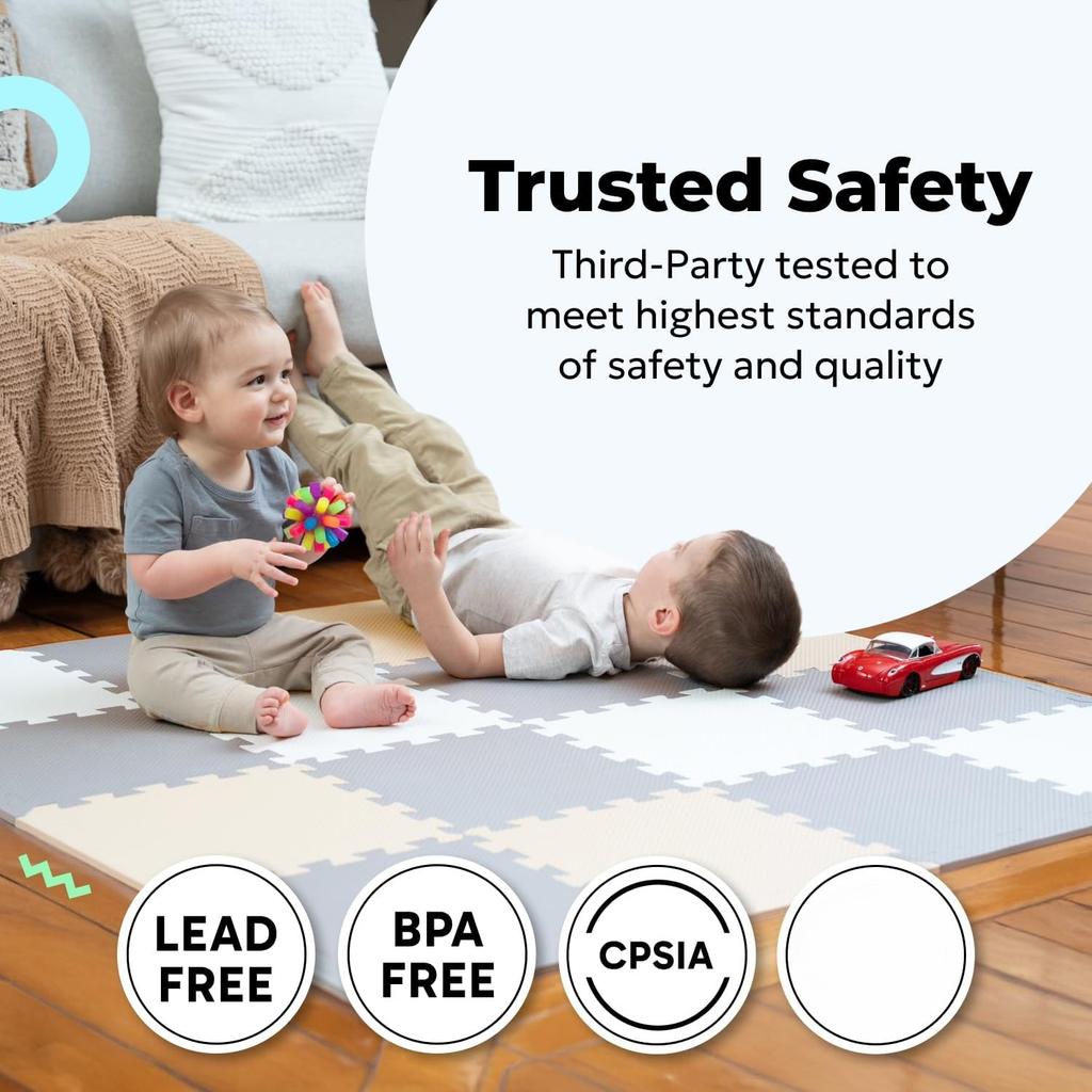 Soft Interlocking Foam Play Mat for Babies, Safe Floor Tiles for Crawling & Development