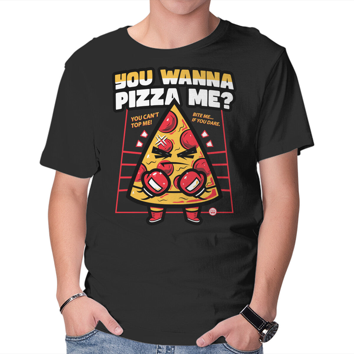 Unisex Crew Neck T-Shirt You Wanna Pizza Me Graphic Short Sleeve Casual Tee S