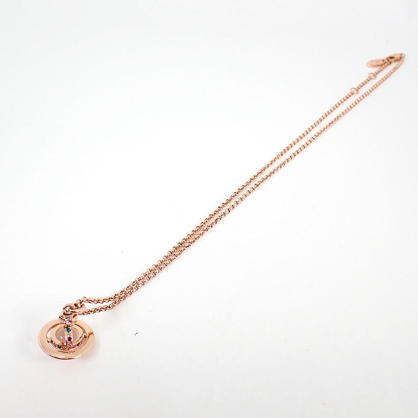 Pre-owned Vivienne Westwood Pink Gold Orb Pendant Necklace (j61-12)