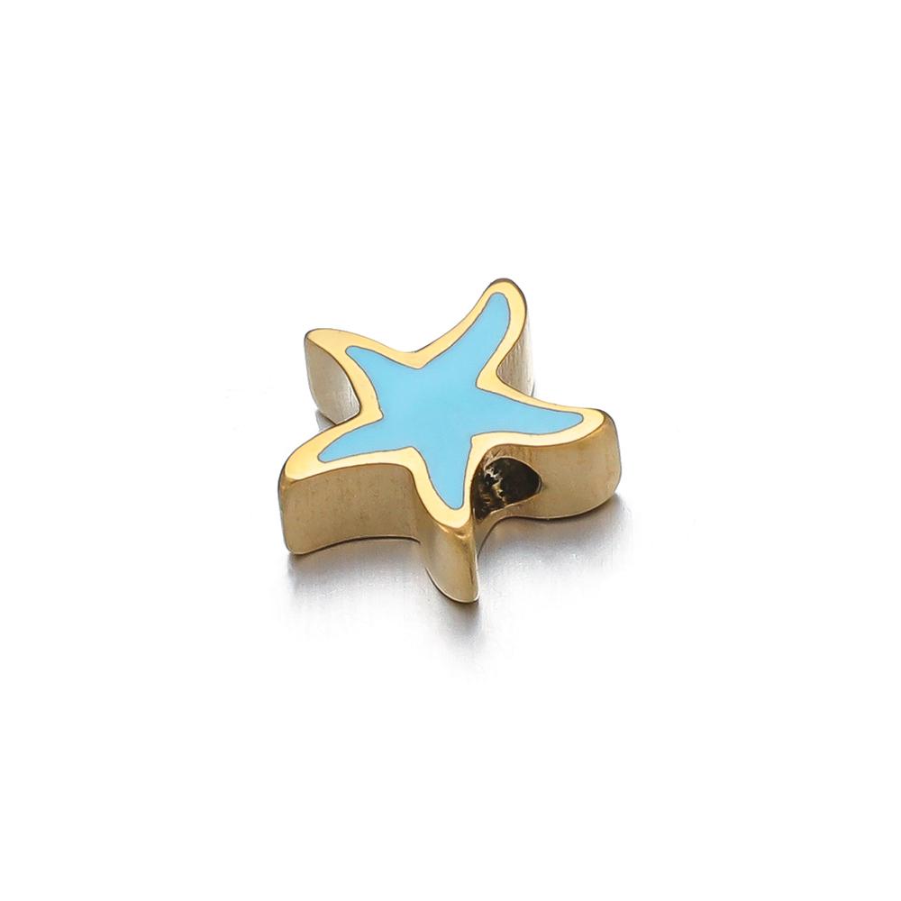 5Pcs 10mm Stainless Steel Morandi Color Enamel Starfish Beads Star Charm DIY Jewelry Making Summer Woven Bracelet Girls Findings