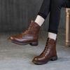 Fashion Martin Boots Women's British Style Short Boots 2025 Autumn and Winter New Soft Leather Thick Heel Single Boots Thick-soled Velvet Boots