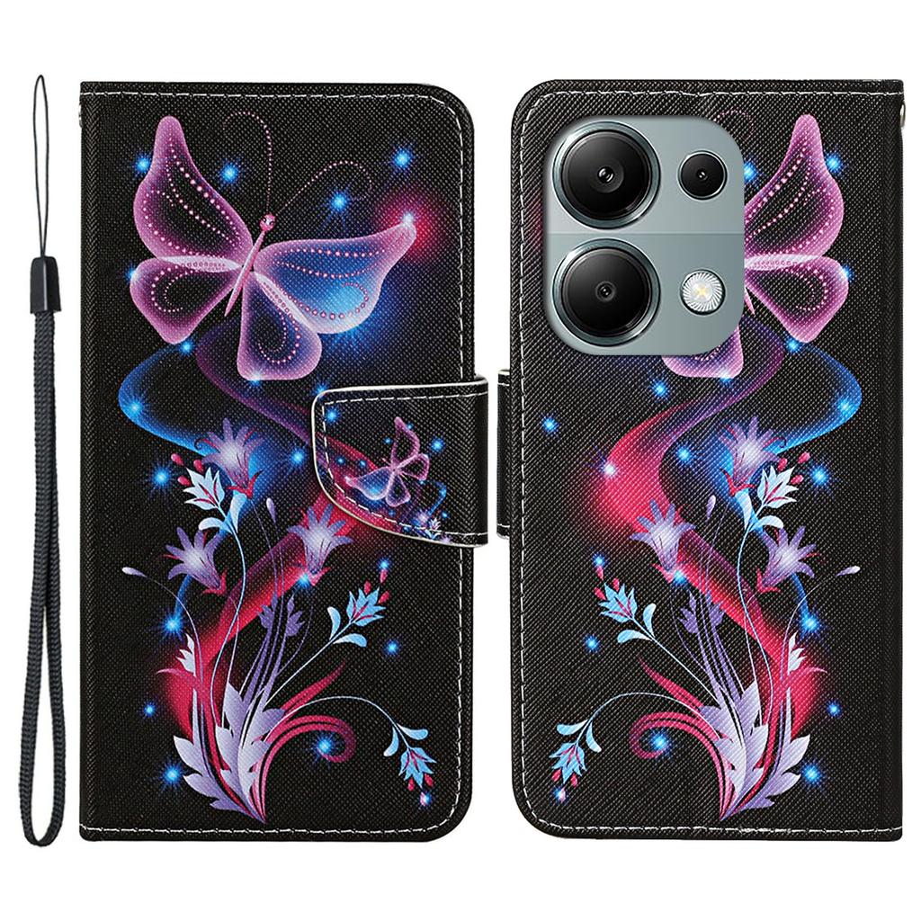 Für Xiaomi Redmi Note 13 Pro 4G/Poco M6 Pro 4G Lederhülle Musterdruck Brieftasche Handyhülle