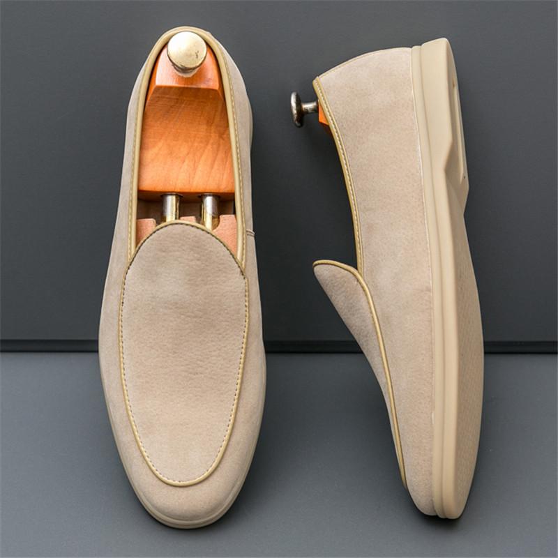 High Quality New Men Pointed Suede Flats Genuine Leather Shoes Casual Loafers Formal Dress Footwear Sapatos Tenis Masculino