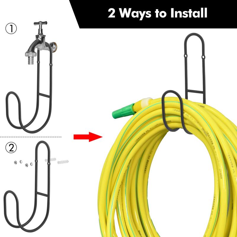 1pc Garden Hose Bracket Black Garden Hose Hanging Storage Rack Wall Mounted Water Pipe Hook Gardening Accessories