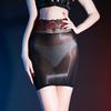 Women Sexy Skirts Oil Shiny Glossy Hip-Wrapped Short Skirt Floral Lace Waist Night Club Wear High Waisted Transparent Skirt
