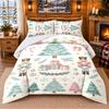 Christmas 3Pcs Bedding Set 1 Bed Sheet 2 Pillowcases Printed Bedroom Bedding Holiday Gift