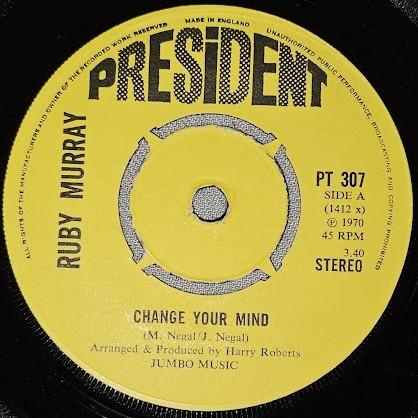 

7inch Record RUBY MURRAY Change Your Mind PT307 President Recor 1970 UK Pop Used