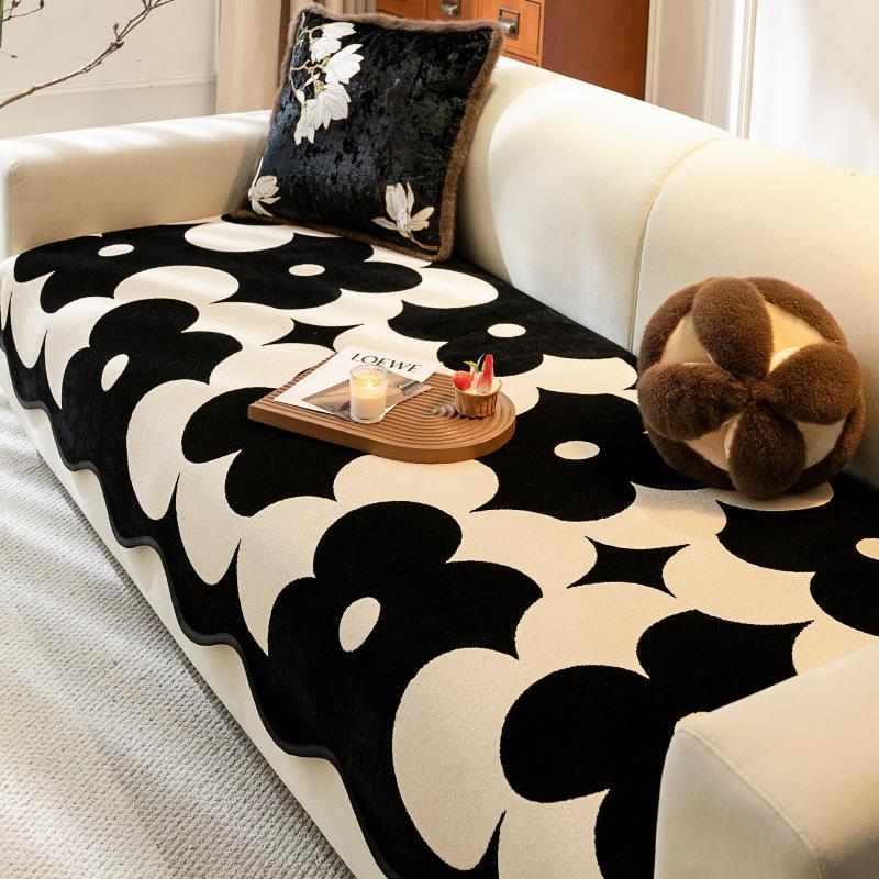 

Modern Style Chenille Thickened Winter Sofa Cushions Straight Line One-piece Irregular Four-season Universal Seat Cushions 90*70cm