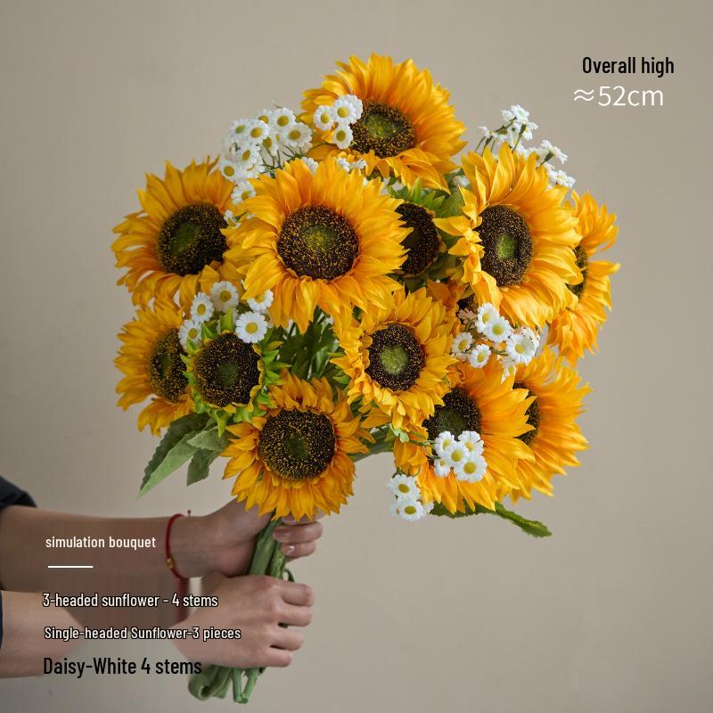 Sunflower Silk Flower Arrangement: Artificial Dried Flowers for Living Room, Dining Table, and Photo Props
