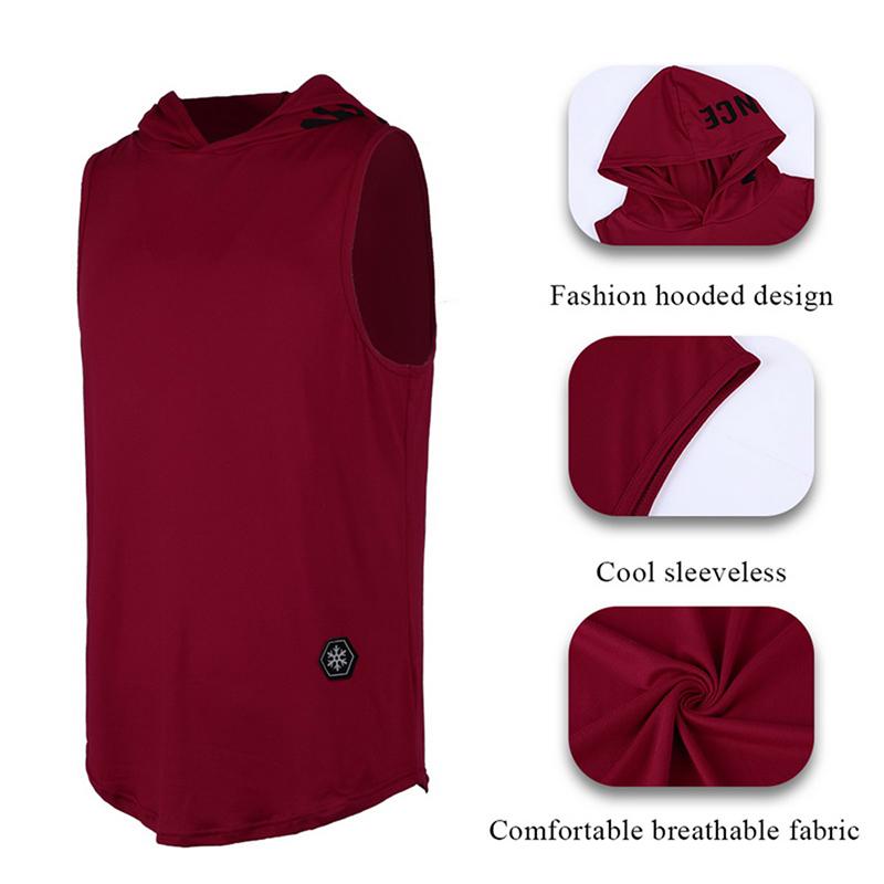 Men 'S Casual Sleeveless Hoodie Sport Pullover Loose Tops T -Shirt