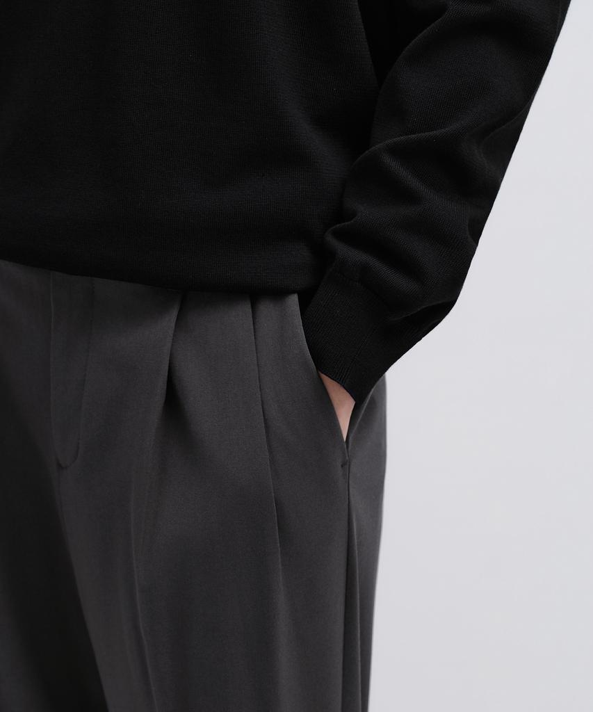 MUSINSA STANDARD Real Wide Hidden Banding Slacks [Gunmetal]