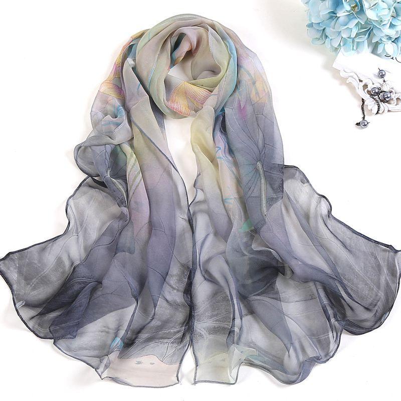Scarf Lotus Pond Wholesale Long Women's Scarf Beach Scarf Moonlight Thin Summer Lotus Sunscreen Scarf Scarf