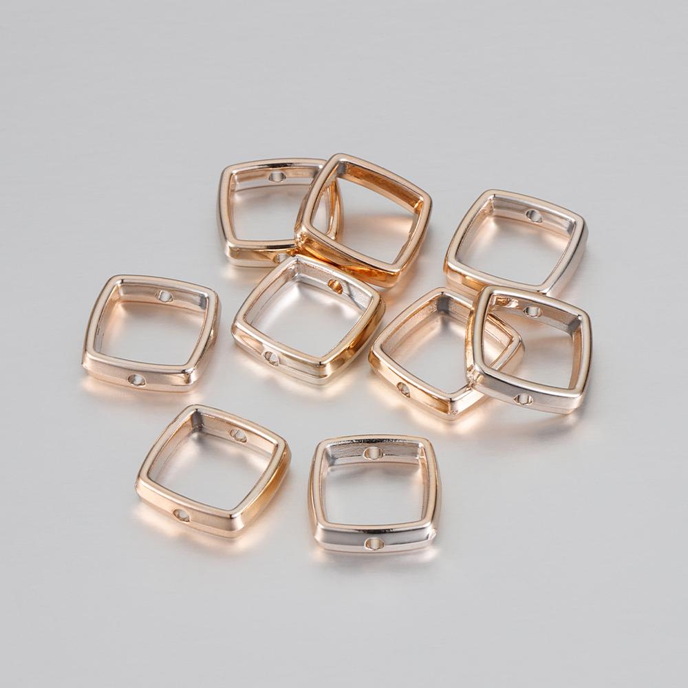 50pcs Two Hole CCB Square Love Heart Frame Spacer Beads DIY Necklace Bracelet Earrings Connectors Pendants Jewelry Accessories