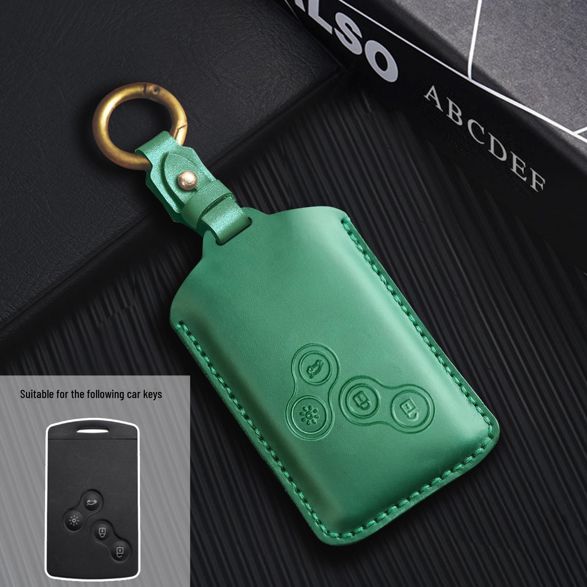 

Кожаный чехол для ключа автомобиля Renault Koleos и Daihatsu — защитите свой ключ Koleos ограниченной серии с помощью этого стильного защитного чехла. зелёный