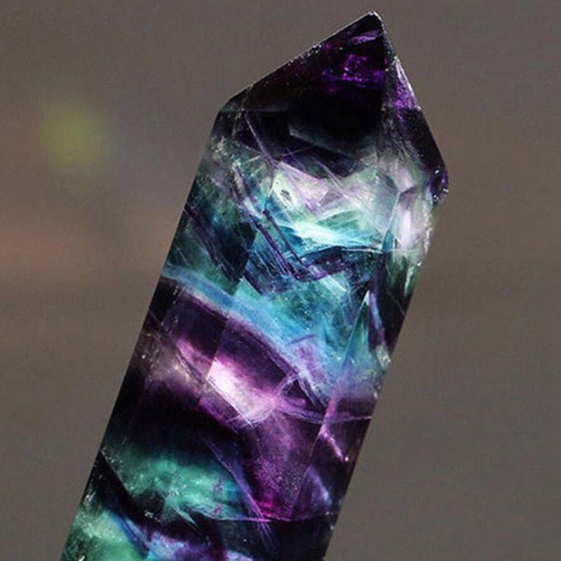 Elegant Natural Fluorite Quartz Crystal Stone Healing Amethyst Hexagonal Wand Point For Wellness And Balance
