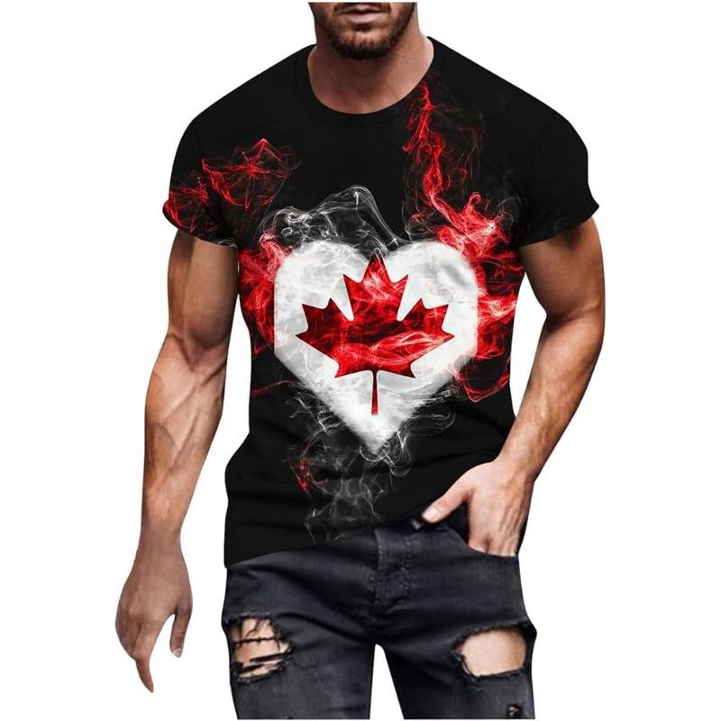 Canadian Maple Leaf T Shirt for Men Fashion Canada Day Flag T-Shirt 3D Printing Cool Short Sleeve Shirt