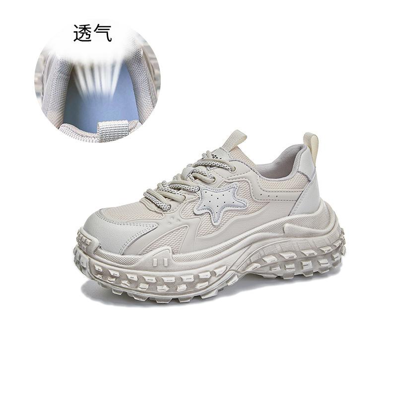 

Туфли на присосках из кожи для папы, женская обувь 2025 года, весна, новая спортивная обувь на платформе со звездами, повседневная универсальная женская обувь 35