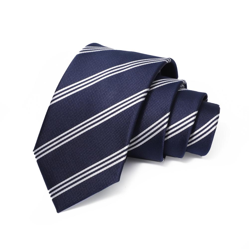 Corbata de Jacquard Rayada para Hombre, Atada a Mano, Poliéster, 8cm, Accesorio Formal de Negocios de Alta Gama