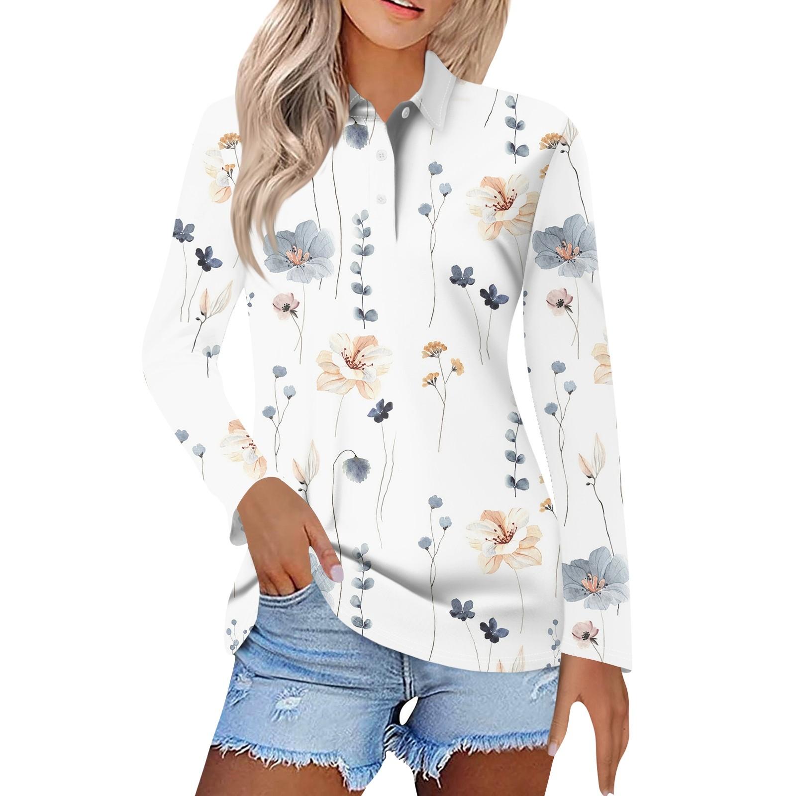 

Женская модная повседневная рубашка с отворотом и длинным рукавом с принтом, женские топы на пуговицах L белый