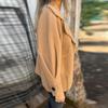 Women's Fashionable Solid Color Long Sleeved Casual Lapel Button Down Woolen Coat