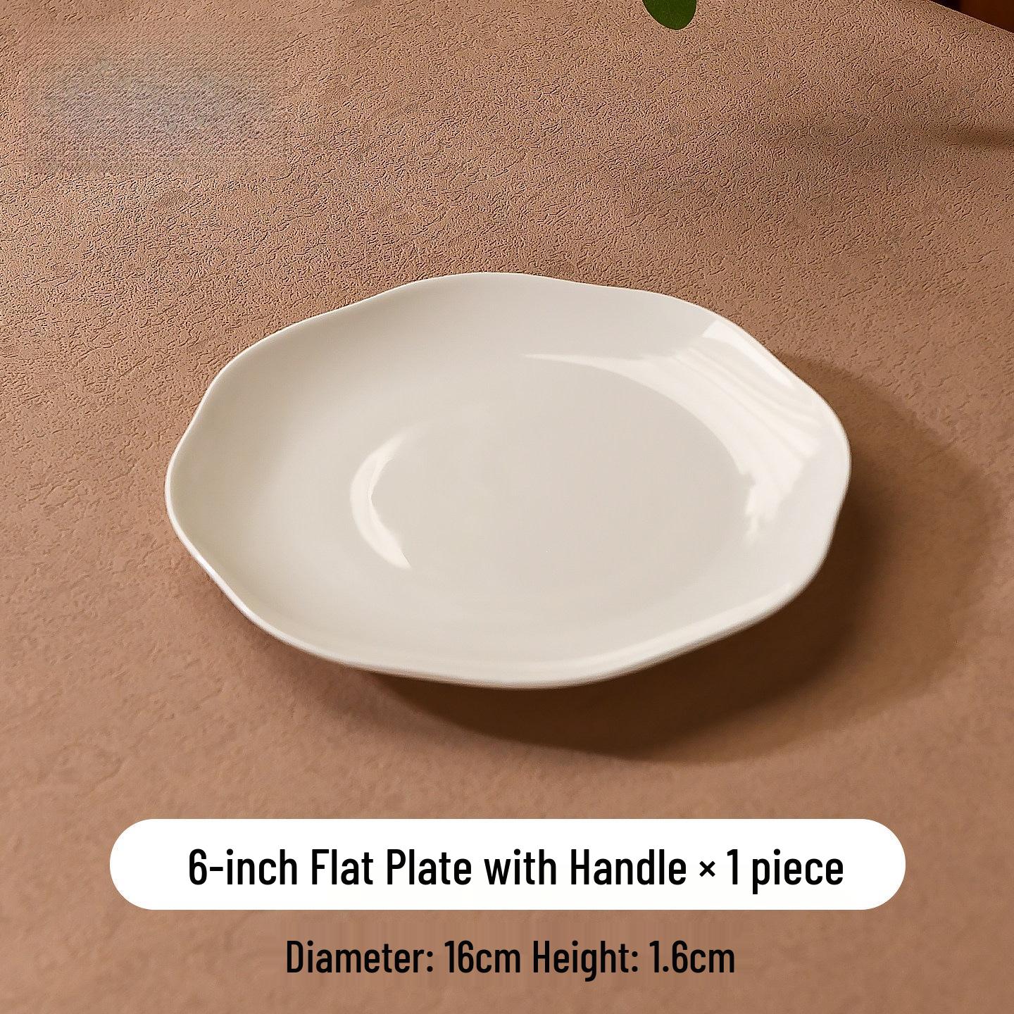 Tangshan Bone China: Pure White Irregular Small Dinner Plates, Ideal for Cold Dishes, Durable Ceramic Deep Plates.