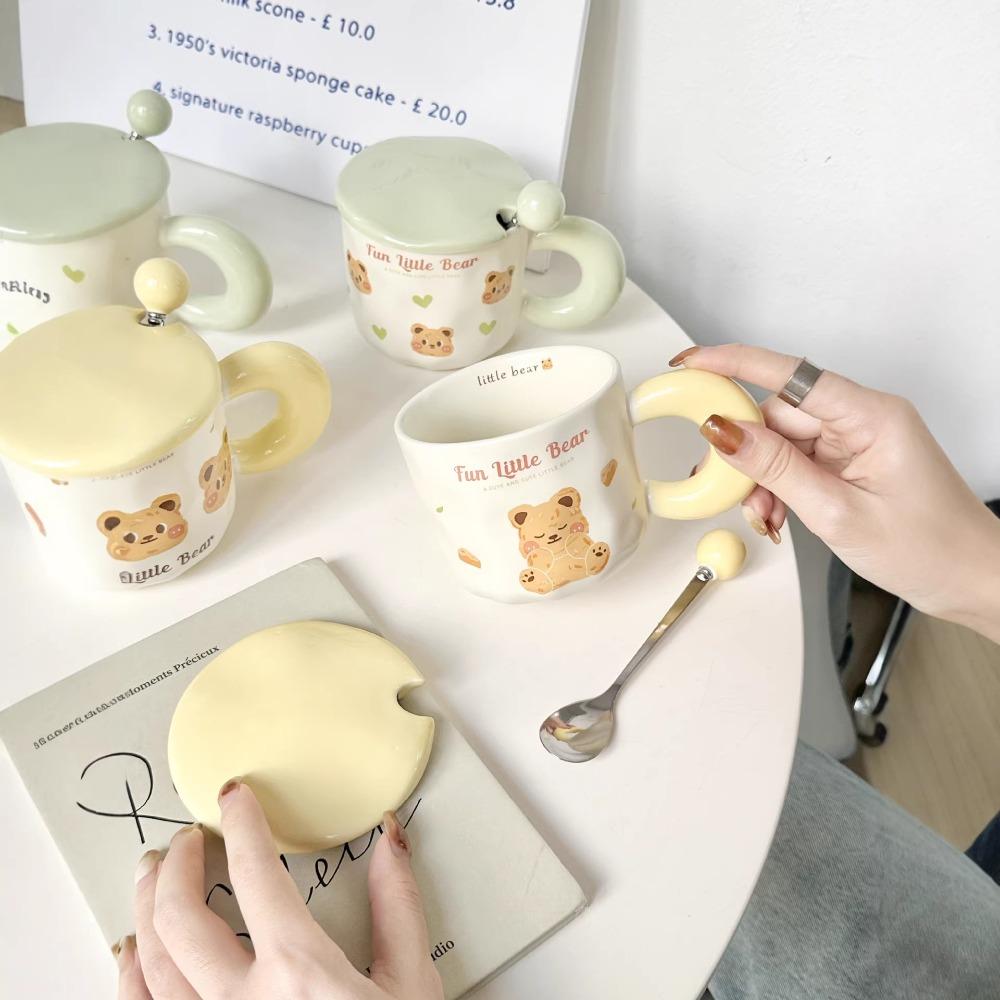 High-value bear mug, girl couple water cup, birthday gift, souvenir, office real ceramic cup