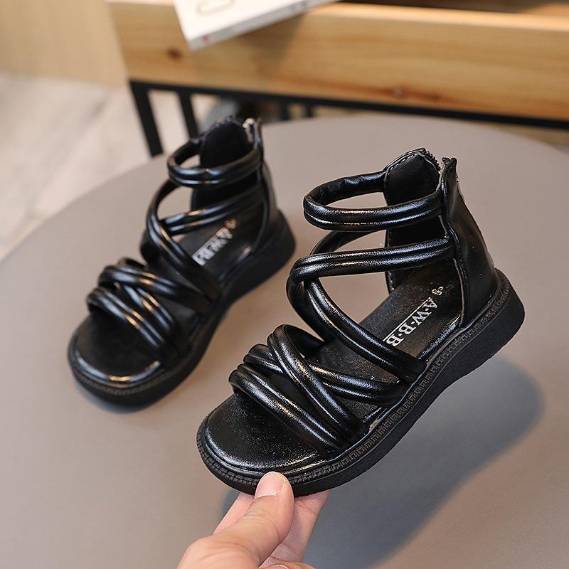 

New Summer Fashion Princess Sandals for Little & Medium Girls, Non-slip Soft Sole Kids Shoes 21 чёрный