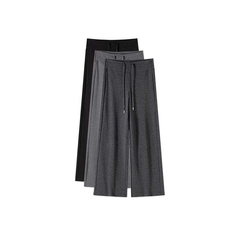 Drawstring wide-leg pants women's spring and summer new high-waisted thin loose drape straight casual pants