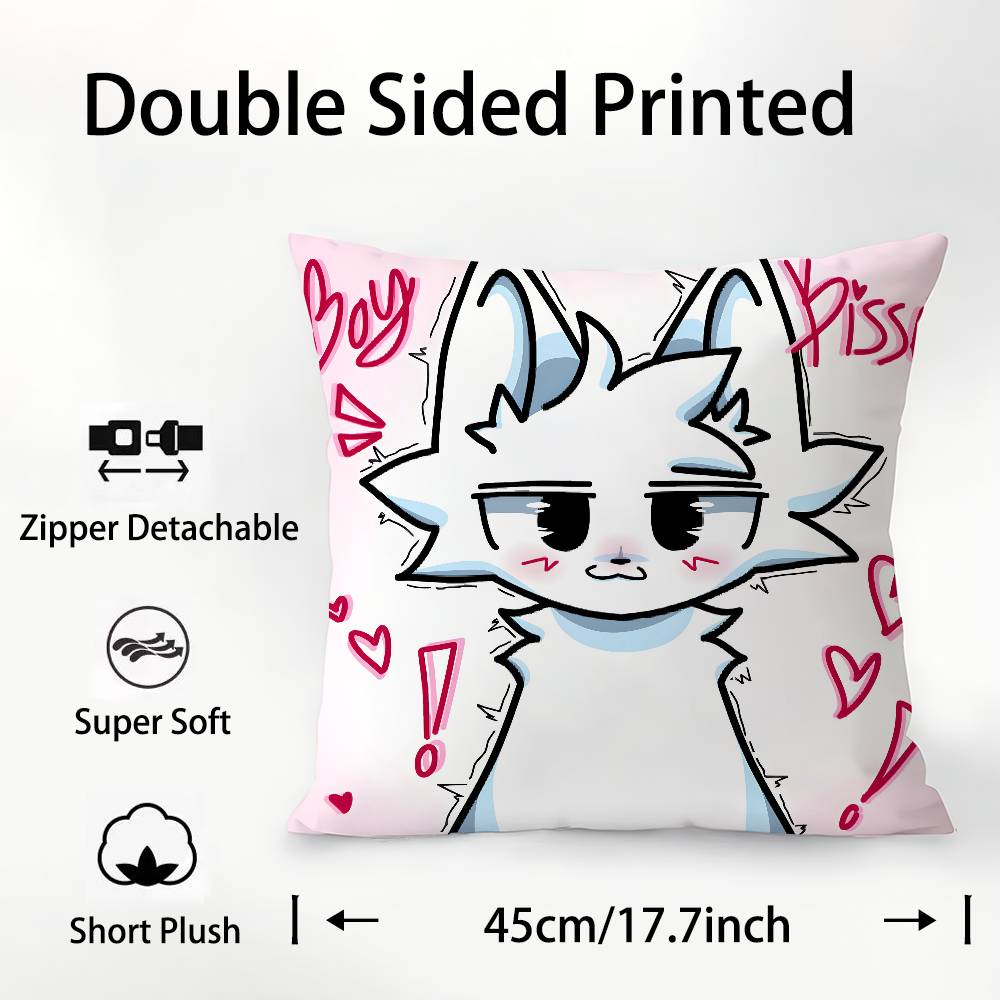 Cartoon B-Boykisser Silly Cat Pillow Case Square Double‑Sided Print Cushion Case For Sofa Home Bedchamber Decor Gift