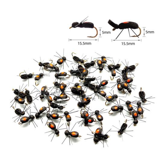 5Pcs Dry Fly Fishing Lure with Sharp Hook Floating Foam Ants Beetles Realistic Artificial Bait Saltwater Freshwater Fishing Accessories