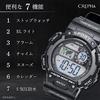 CREPHA Digital Watch TELVA Multifunction Water Resistant 5 Atmospheres Stopwatch Everyday Use Urethane Belt Black Mens Sports TE-D282-BK
