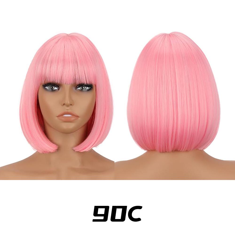 MISSQUEEN Synthetic Chic Bob Wig with Bangs Natural Straight Black Hair Elegant Shoulder-Length Cut Perfect For Women’s Fashion Accessories