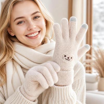 Warm Winter Knitted Gloves Thickened Wool Gloves Fashion Touch Screen Gloves  for Men Women