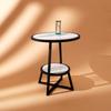 2 Tier Round Marble Table with Iron Base – Elegant Side & Coffee Table for Living Room