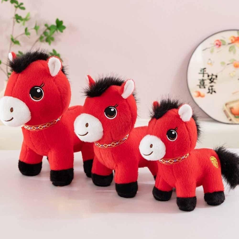 Cozy Embroidery Fabrics Simulation Stuffered Pony Doll Zodiac Pony Figurine New Year Mascot