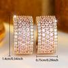 Elegante breite goldfarbene Creolen für Damen Rosa Weiß Zirkon Pavé Schmuck Mode Geschenk