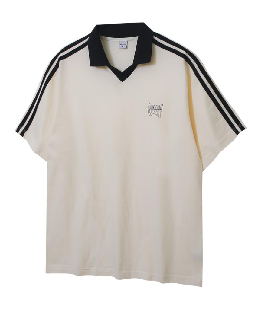Osillos C42 Celeb Pk Lettering Collared Short Sleeve Tee Cream