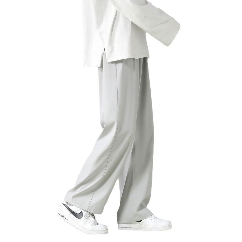 Men's Summer Ice Silk Wide-Leg Nine-Point Casual Pants