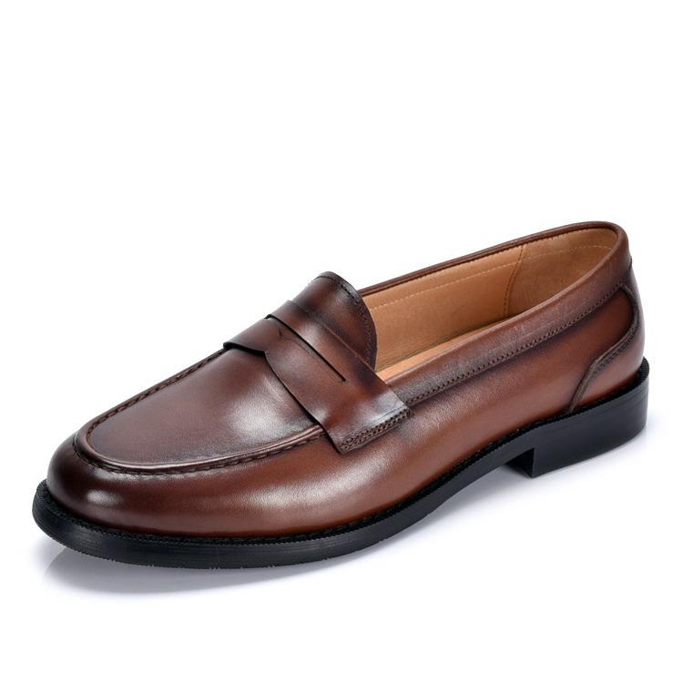 Men's Retro British Style Genuine Leather Slip-On Loafers - Comfortable & Breathable Business Casual Shoes