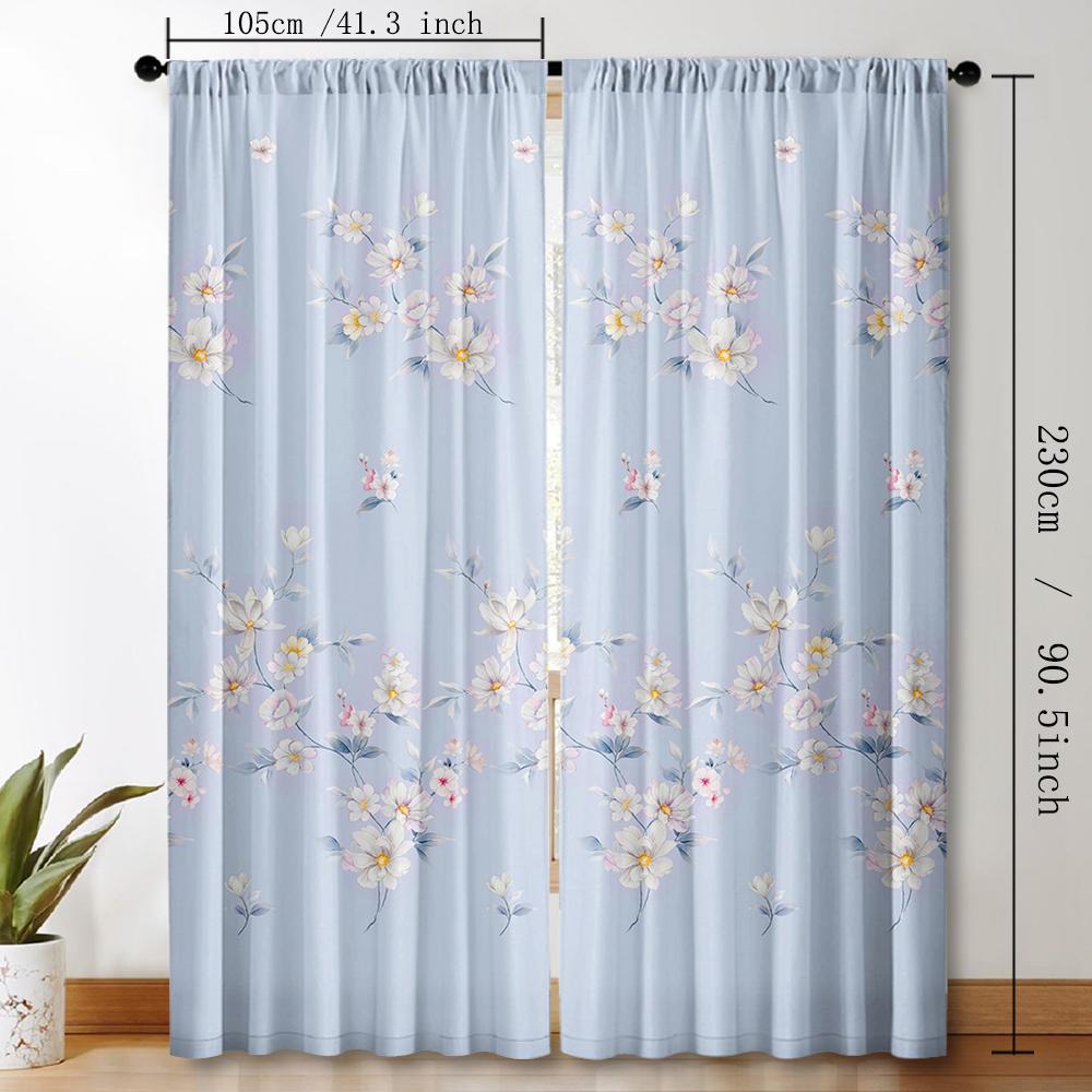 

2 шт. Шторы для украшения дома со светло-фиолетовыми цветами и карнизными шторами, кухня, кофейня, гостиная, балкон, сад 75x166cm&Without mount