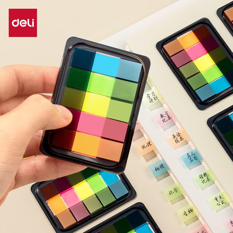 Deli 5-Color Fluorescent Pull-Out Index Tabs