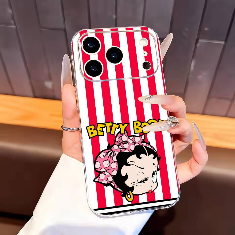 

B-Betty Cute B-Boop Phone Case For iPhone17,16,15,14,13,12,11 Plus,Pro Max Soft Transparent Cover iPhone15
