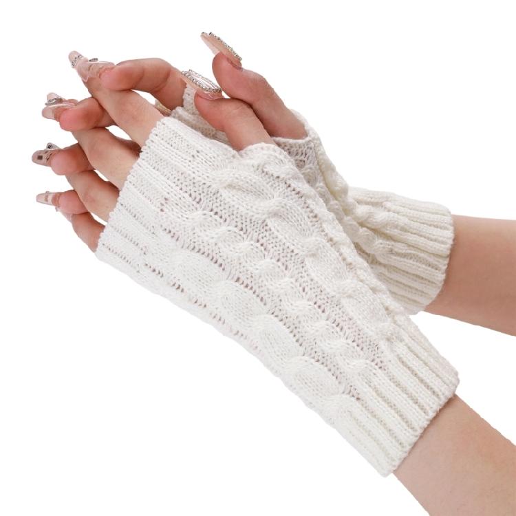 Winter Acrylic Fibre Arm Warmer Fingerless Design Stretchy Gloves Wrist Warmer for Women Outdoor Adventure Daily Wear