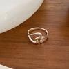 Real 925 Silver Hollow Heart Opening Adjustable Rings for Women Cute Fine Jewelry Minimalist Asymmetric Accessories