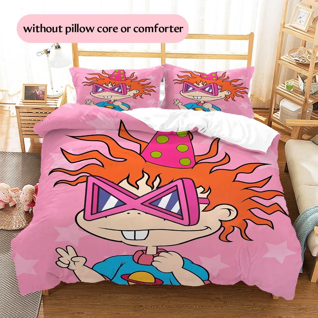 Rugrats  Pattern Bedding Quilt Set  Home Decoration  Gift (1 * Duvet Cover + 2 * Pillowcase  Without Core)