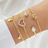 European & American Love Knot Alloy Bracelet Set: 4-Piece Creative Geometric Heart Design