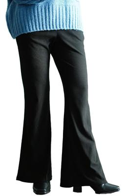 Gold Japan Plus Size Long Terry Perfect for Fall and Size Women's Pants, Flared, Ribbed, Closure, Stretch, Winter, 4L, Black, Maru-30073