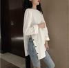 Spring Long Sleeved T-shirt, Women's Loose Slit Bottom Shirt, Top
